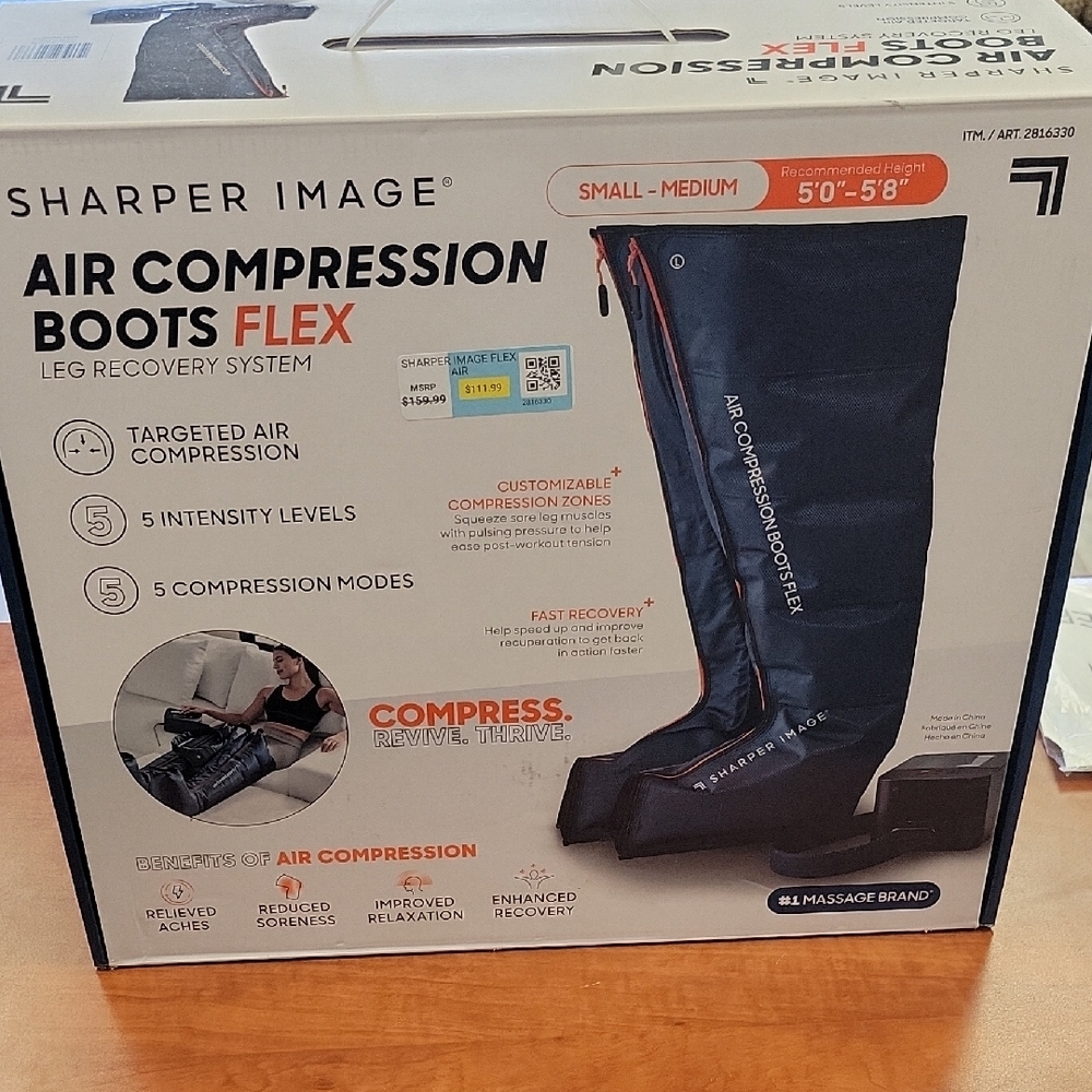 Sharper Image Air Compression Boots FLEX - Navy with Orange Trim